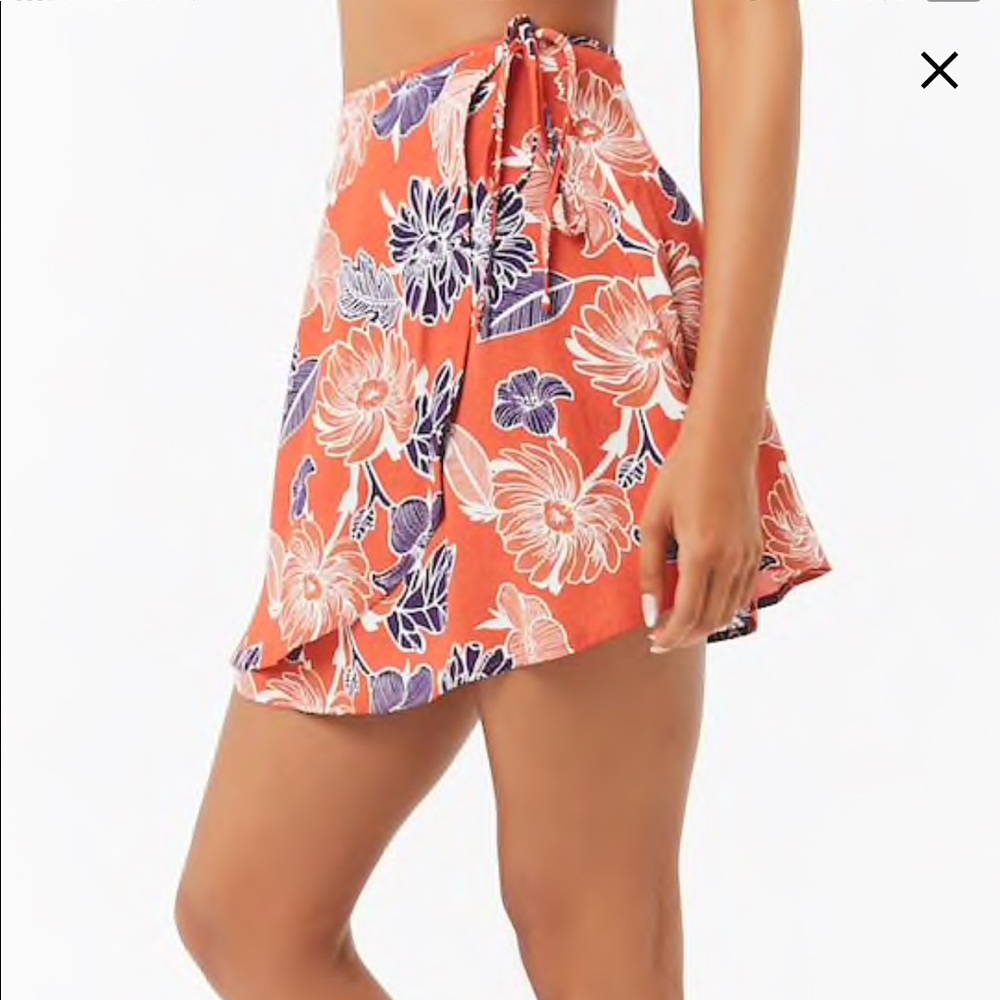Floral Wrap Mini Skirt